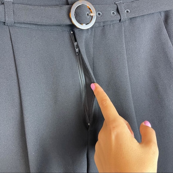 NWT Gibbon Latimer Black High Waist Self belted career pants Size 6 - Picture 5 of 13